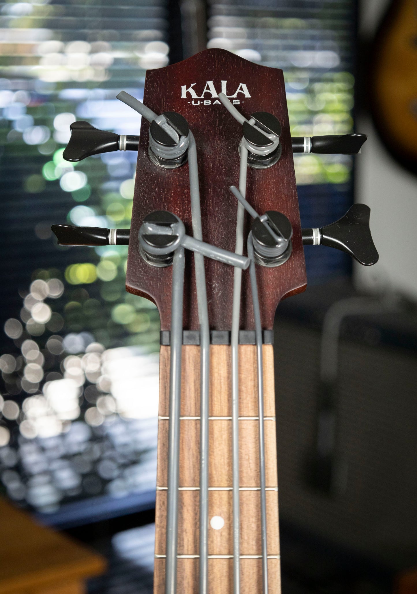 2010's Kala RMBL-FS U-Bass Rumbler Fretted Acoustic Electric Ukulele Bass - Satin Brown
