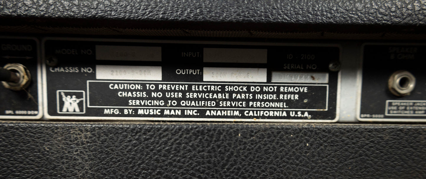 1982-1984 Music Man 100 B 100-Watt Bass Amp Head with Balanced Line Output - Black